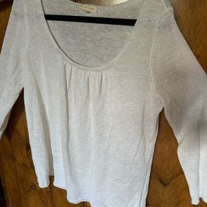 Eileen Fisher White Cotton Knit Sweater